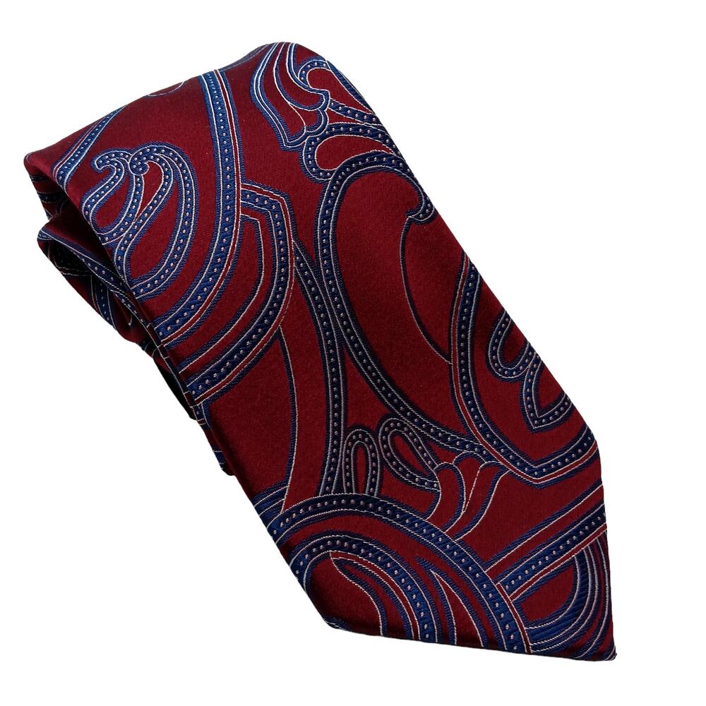 Van Heusen Formal Tie Red and Blue Abstract pattern 60"